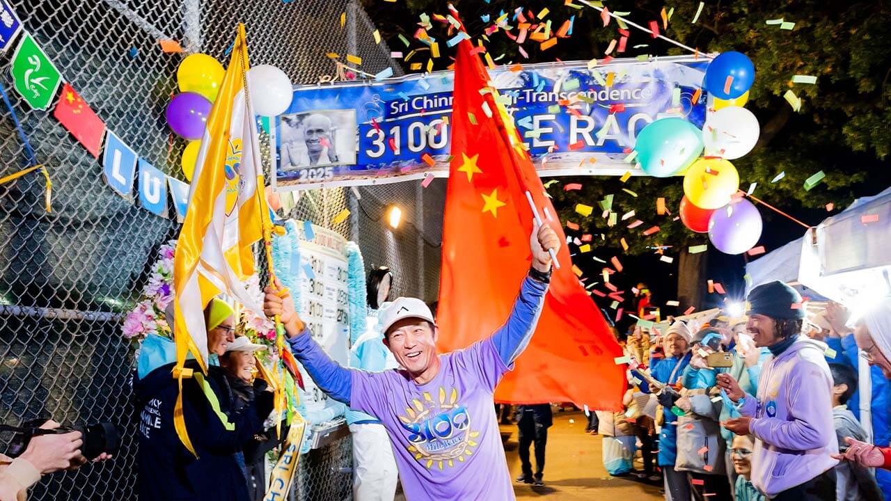 Lucong Geng completing the 3100 Mile Race 2025