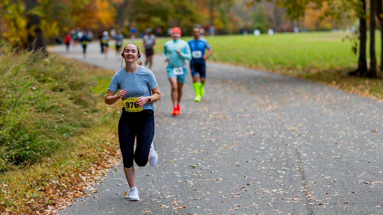 Sri Chinmoy Half-Marathon 2025 runners at Rockland Lake