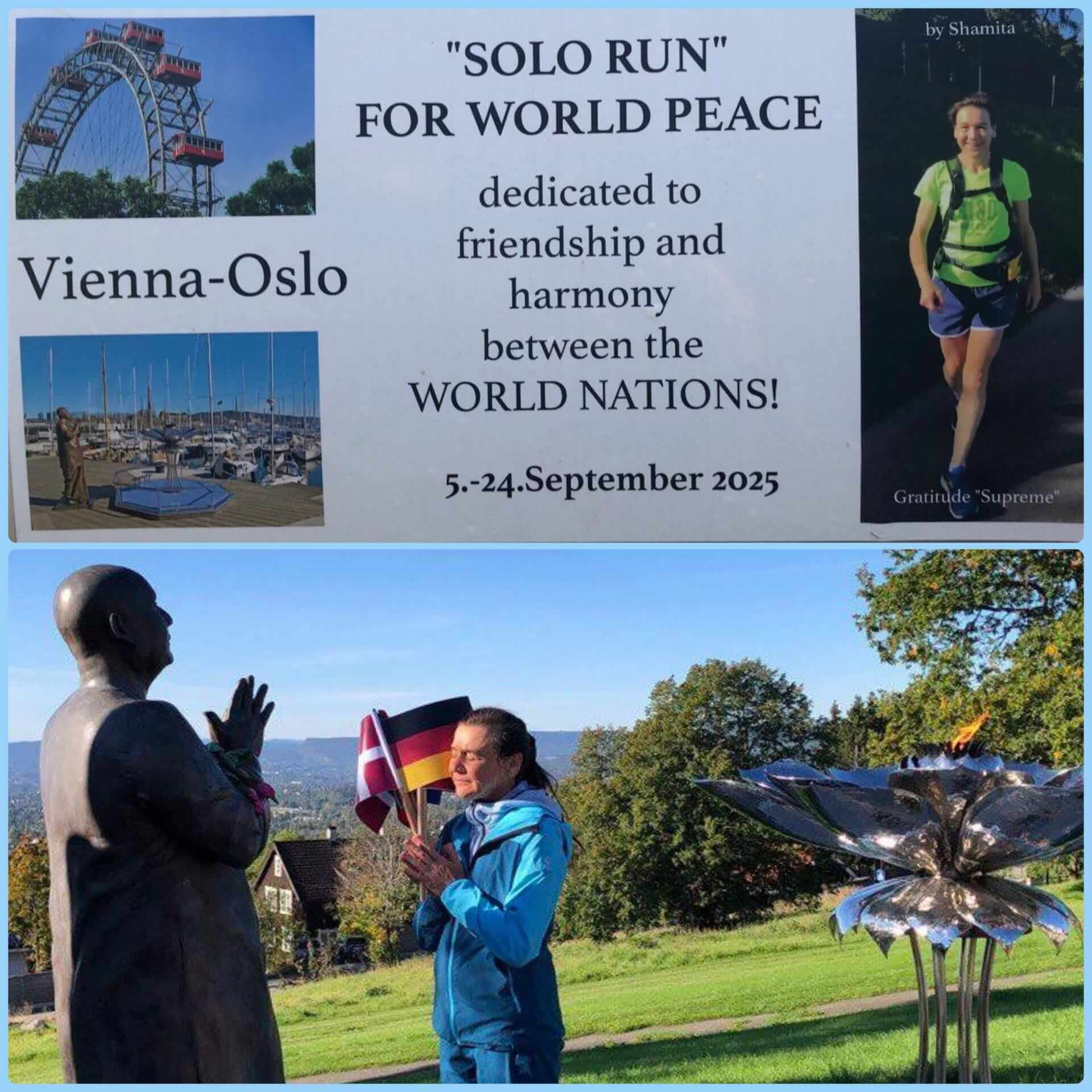 Sri Chinmoy News Report - Shamita runs across Europe 2000 km, Vienna - Oslo