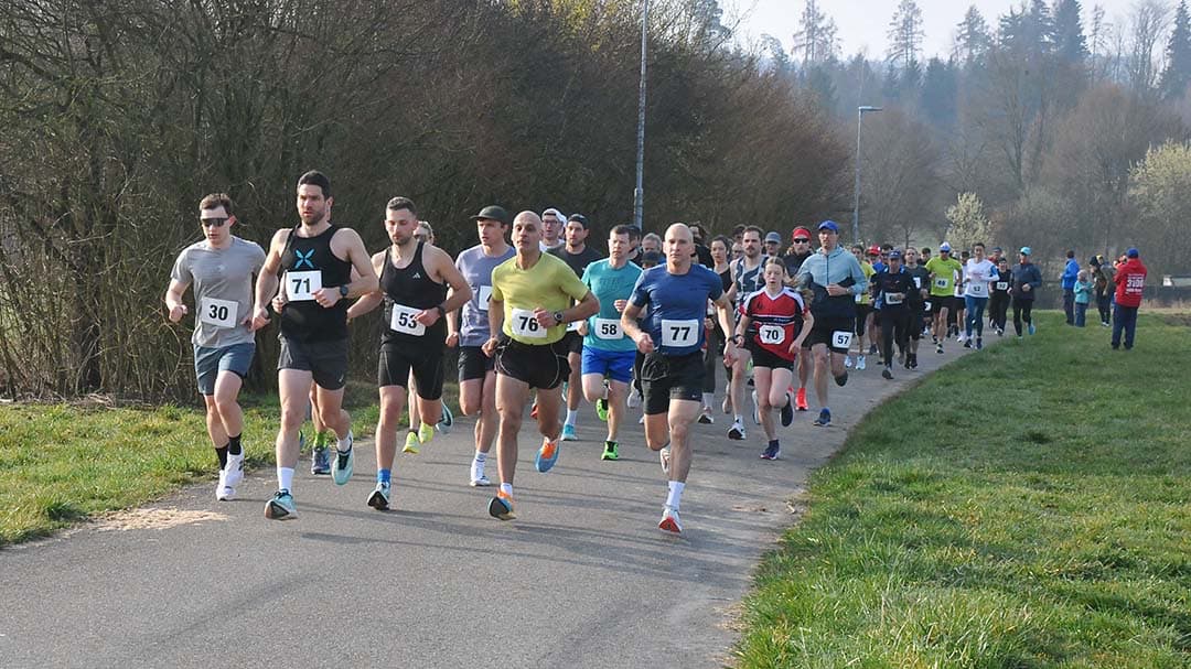 Runners on the flat course during the Sri Chinmoy 10km Race in Zurich 2026